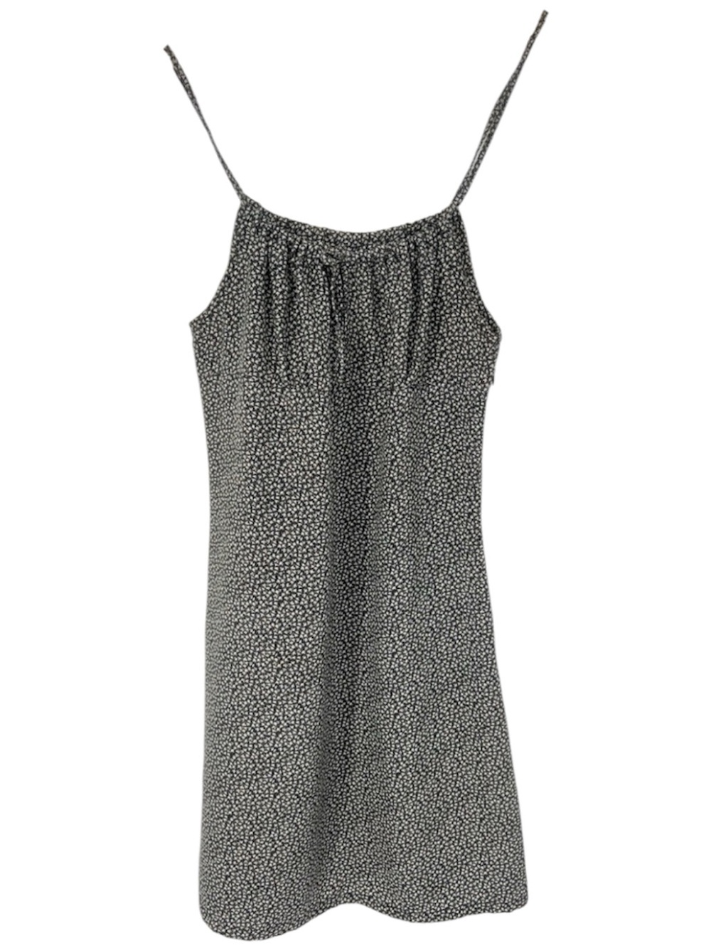 Burberry Black and White Mini Slip Dress with Ditsy Print